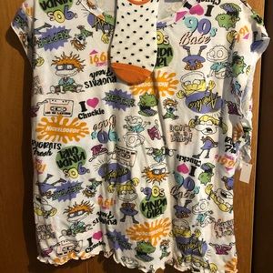 Rugrats Nickelodeon 3pc sleepwear set, size lg 12-14 Adult Top, shorts, socks.
